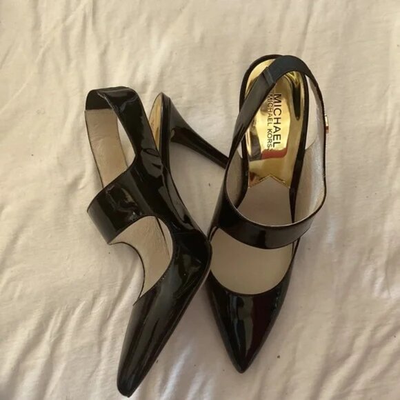 MICHAEL Michael Kors Sivian Patent Leather Pointy Slingback Pumps - Picture 2 of 3
